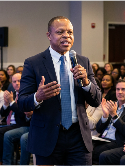 Gregory Swarn delivering keynote speech